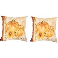 Living and Home 2Pcs Rustic Style Autumn Pumpkin Themed Throw Pillows | Size: 45 cm x 45 cm