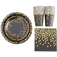 Living and Home 60-Piece Disposable Birthday Party Paper Tableware Set in Black