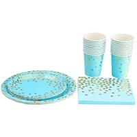 Living and Home 60-Piece Disposable Birthday Party Paper Tableware Set in Blue