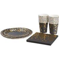 Living and Home 68-Piece Disposable Birthday Party Paper Tableware Set in Black