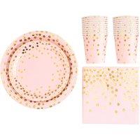 Living and Home 68-Piece Disposable Birthday Party Paper Tableware Set in Pink