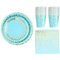 Living and Home 68-Piece Disposable Birthday Party Paper Tableware Set in Blue
