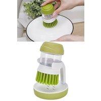Living and Home Dish Pot Brush with Soap Dispenser & Holder Rack in Green