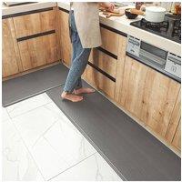 Living and Home 50Cm*120Cm PU Leather Waterproof Kitchen Floor Mat in Grey | Size: 50 cm x 100 cm