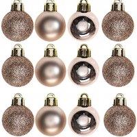 Shatchi 30mm/24Pcs Christmas Baubles Shatterproof Rose Gold, Tree Decorations in Rose Gold