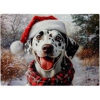 Warren Reed - Designer Christmas Dachschund Glass Chopping Board