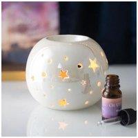 KDMD White Iridescent Star Oil Burner & Wax Warmer