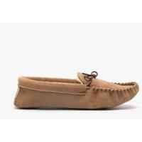 Mokkers Men's Jake Suede Moccasin Slippers in Taupe | Size: 13