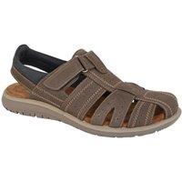 Roamers Men's Leather Touch Fastening Sandals in Brown | Size: 8