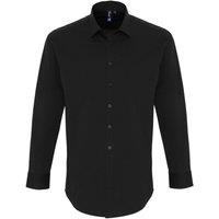 Premier Men's Poplin Stretch Long-Sleeved Shirt in Black | Size: Large