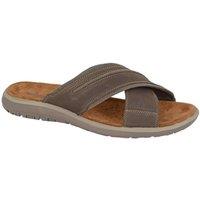 Roamers Men's Nubuck Crossover Strap Mules in Brown | Size: 12