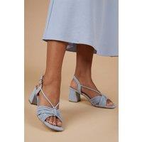 Oasis Women's Heidi Faux Suede Flared Block Heel Strappy Sandals in Blue | Size: 5