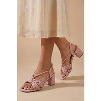 Oasis Women's Heidi Faux Suede Flared Block Heel Strappy Sandals in Pink | Size: 4