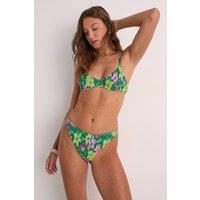 NastyGal Women's Shirred Floral Underwire Bikini Set in Green | Size: 14