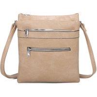 Fontanella Fashion Women's Tiguna Triple Pockets PU Messenger Bag in Beige