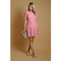Oasis Women's Lace Peplum Hem Mini Dress in Rose | Size: 12