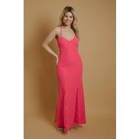 Oasis Women's Lace Godet Crepe Maxi Dress in Pink | Size: 12