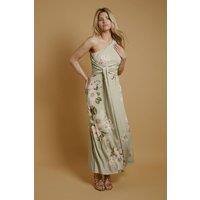 Oasis Women's Trailing Camelia Jersey Bandeau Maxi Dress in Sage | Size: 8