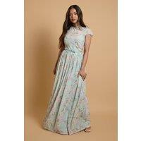 Oasis Women's Petite Cap Sleeve Mesh Maxi Dress in Blue | Size: 10