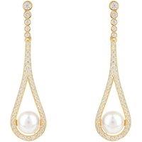 Latelita Women's Cradled Pearl Drop Earrings Gold in White