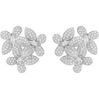Latelita Women's Flowers Large Stud Earrings Silver in White