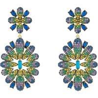 Latelita Women's Babylon Multicoloured Flower Drop Earrings Gold