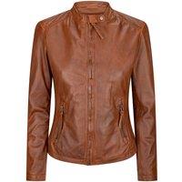 TruClothing Women's Leather Vintage Slim Fit Biker Jacket in Light Brown | Size: 5XL