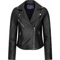 TruClothing Women's Cross Zip Biker Leather Jacket in Black | Size: Small
