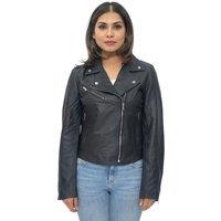 Infinity Leather Women's Leather Classic Biker Brando Jacket-Baku in Blue | Size: 16
