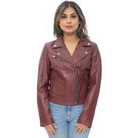 Infinity Leather Women's Leather Classic Biker Brando Jacket-Baku in Burgundy | Size: 12