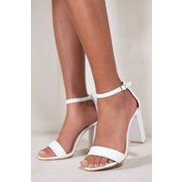 Where's That From Women's 'Skye' Strappy Block Heels With Buckle Suede in White | Size: 8