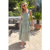 AX Paris Women's Duck Egg Frill Strap Smock Midi Dress in Duck Egg Blue | Size: 16