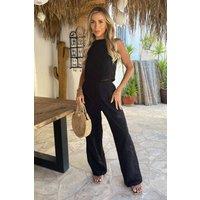 AX Paris Women's Black Broderie Wide Leg Trousers | Size: 8