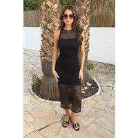 AX Paris Women's Black Net Overlay Round Neck Midi Dress | Size: 16