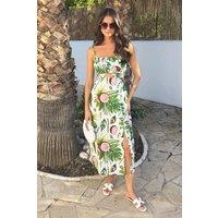 AX Paris Women's Multi Coconut Print Strappy Cut Out Midi Dress | Size: 10