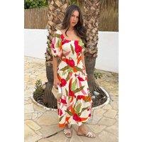 AX Paris Women's Multi Floral Print Shirred Waist Smock Midi Dress | Size: 10