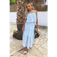 AX Paris Women's Light Blue Broderie Tiered Midi Skirt | Size: 8