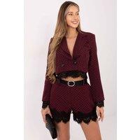 Love Lace Women's Elegant High Waist Shorts with Lace Trim Style 222167 in Burgundy
