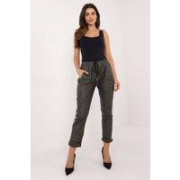 Love Lace Women's High Rise Tapered Leatherlook Trousers in Green