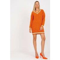Love Lace Women's Knit Dress Long Sleeve Heart Neckline in Orange