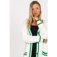 Love Lace Women's Contrast Trim Button Cardigan with Side Pockets in White