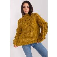 Love Lace Women's Soft Polyester Puff Sleeve Round Neck Sweater Style 186593 in Mustard