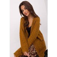 Love Lace Women's Variegated Texture V Neck Button Cardigan Style 186749 in Mustard