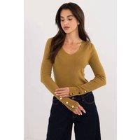 Love Lace Women's V Neck Long Sleeve Casual Work Sweater in Mustard | Size: Large/XL