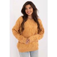 Love Lace Women's Textured Knit Round Neck Casual Sweater Style 199428 in Mustard