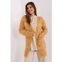 Love Lace Women's Unbuttoned Textured Long Sleeve Cardigan Pockets in Mustard