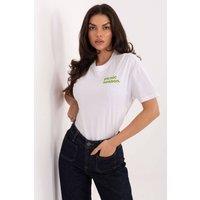 Love Lace Women's Cotton Casual T-Shirt with Chest & Back Slogan in White | Size: Medium