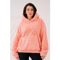 Love Lace Women's Casual Teddy Bear Hooded Sweatshirt Style 223702 in Coral | Size: Medium/Large