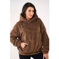 Love Lace Women's Casual Teddy Bear Hooded Sweatshirt Pocket in Brown | Size: Medium/Large