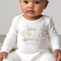 Aye Do Gifts Personalised Welcome to the World 2026 Baby Outfit: Baby Grow in White | Size: 0-3 m